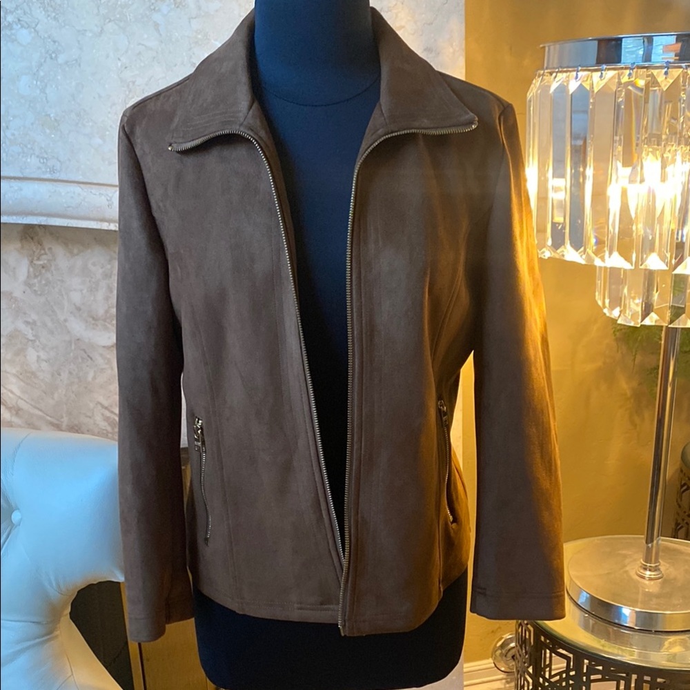 Brown Faux Suede Women's Jacket